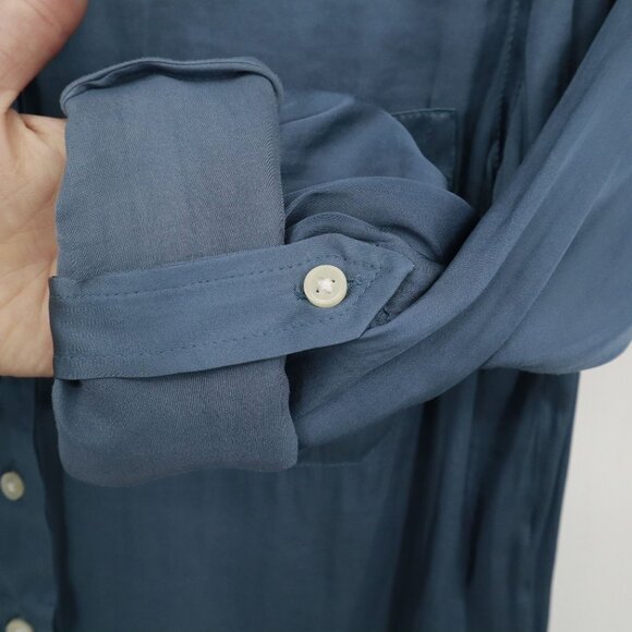 Banana Republic Satin Shirt Women SP Blue Prep Polished Classic Academia Career - Picture 6 of 16